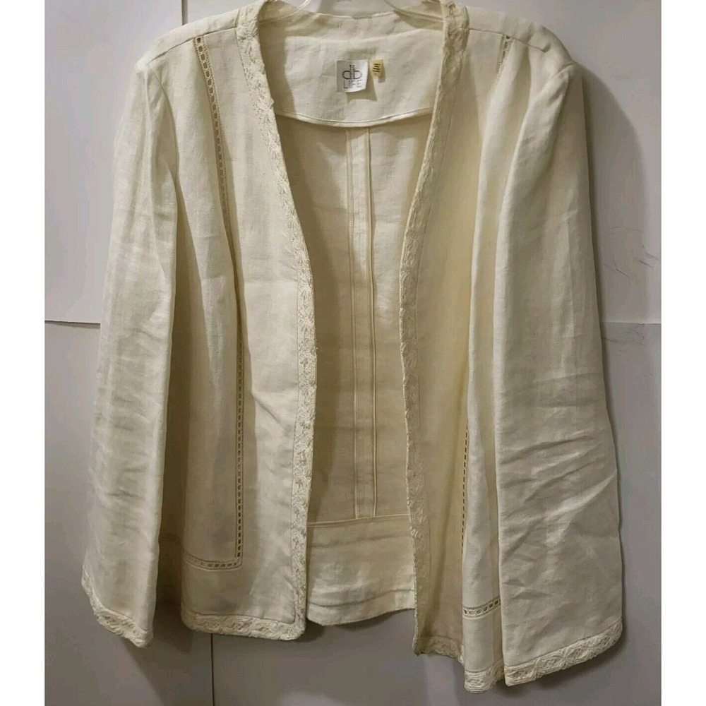Vtg.‎ db Life Women's Linen Blazer, Ivory, Size Large